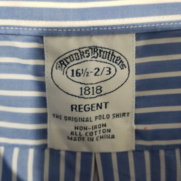 Brooks Brothers Shirt 16.5 Regent Fit Long Sleeve non iron Striped Button Down - Picture 3 of 13